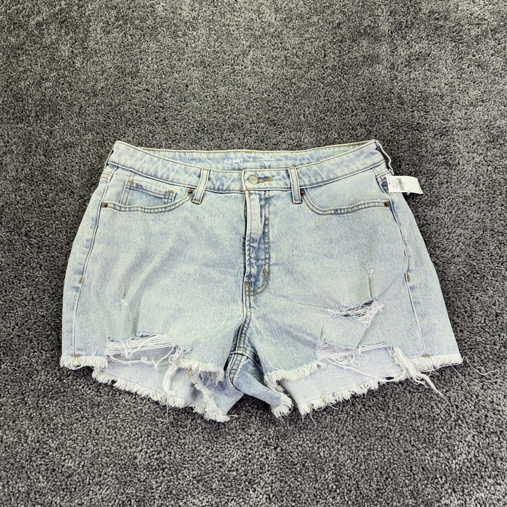Old Navy Shorts Womens 12 Blue High Rise Curvy OG Straight Denim Cutoff Frayed
